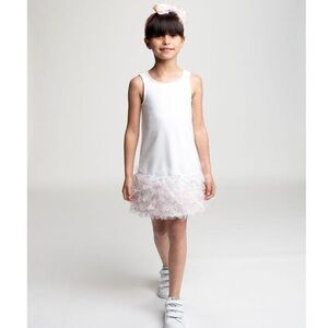 Billiblush party dress-white with tulle-rainbow sprinkle hem size 6
